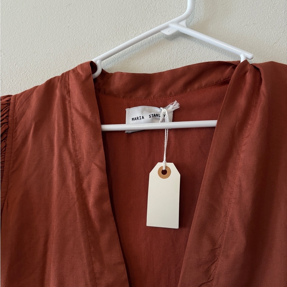 MWT Maria Stanley Elegant Ruffled Orange Dress size 0 - Picture 6 of 16